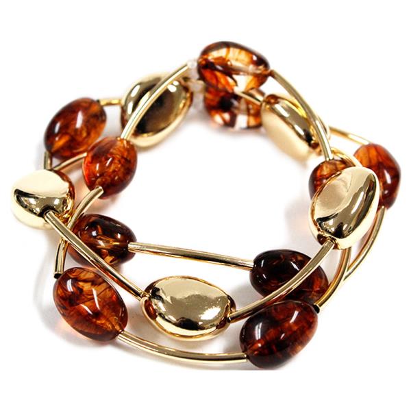 METAL ACCENT RESIN BEAD STRETCH BRACELET SET