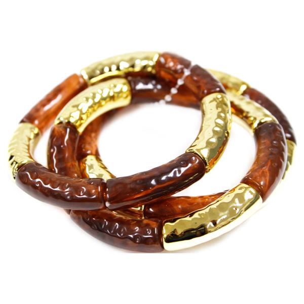 METAL ACCENT RESIN STRETCH BRACELET SET