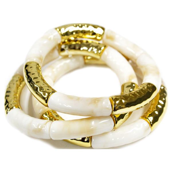METAL ACCENT RESIN STRETCH BRACELET SET