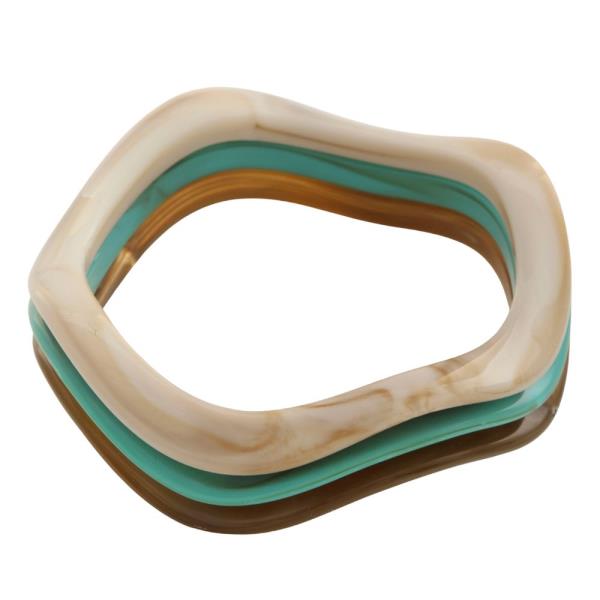 COLORFUL WAVY RESIN BANGLE BRACELET