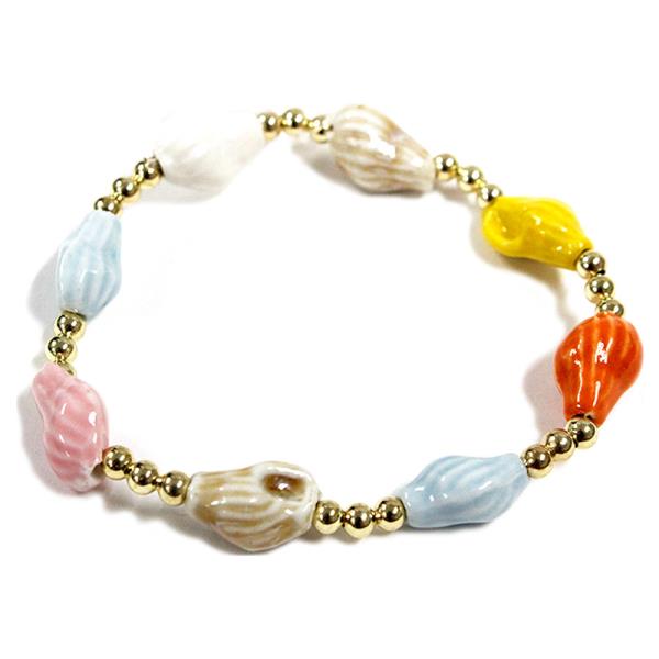 ACRYLIC BEAD SHELL STRETCH BRACELET