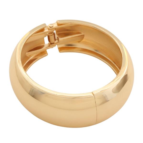 METAL THICK ROUND HINGED BANGLE BRACELET