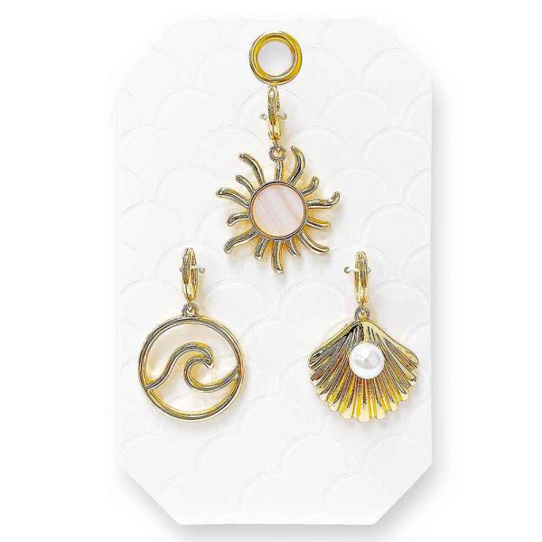 3PCS CHARM SET SUN SHELL WAVE