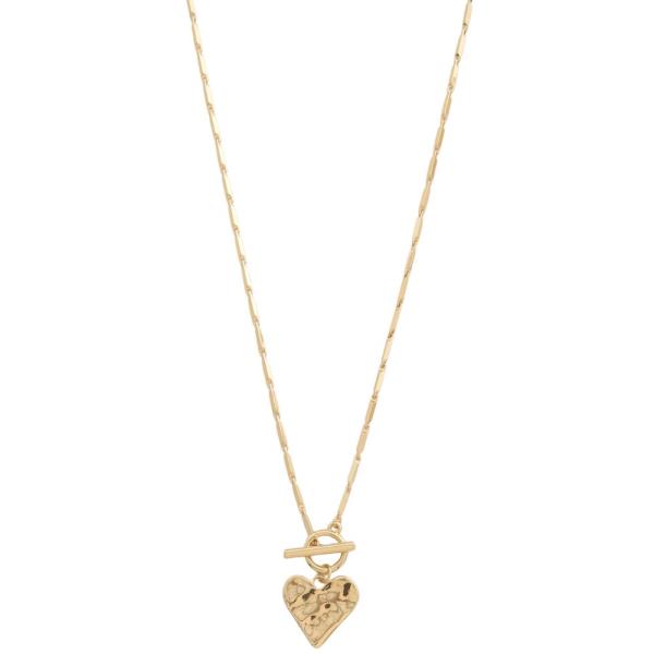 HEART CHARM TOGGLE CLASP METAL NECKLACE