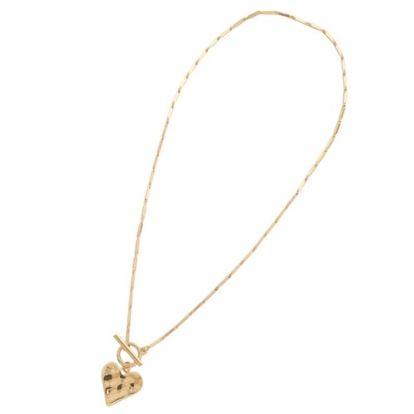 HEART CHARM TOGGLE CLASP METAL NECKLACE