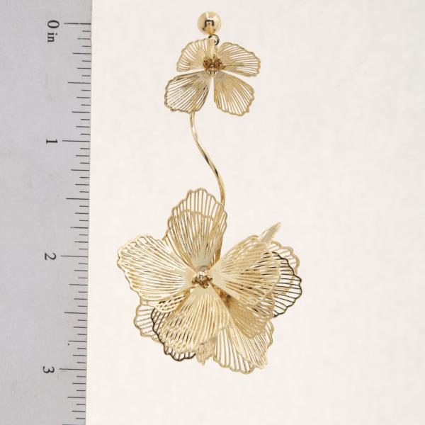 DOUBLE FLOWER METAL DANGLE EARRING
