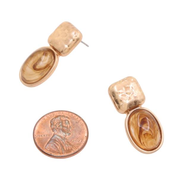 SQUARE METAL BEAD OVAL LINK EARRING