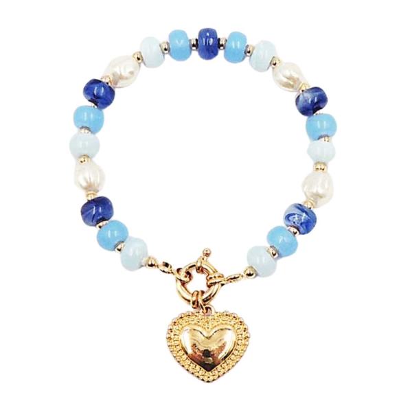 HEART CHARM BEADED BRACELET