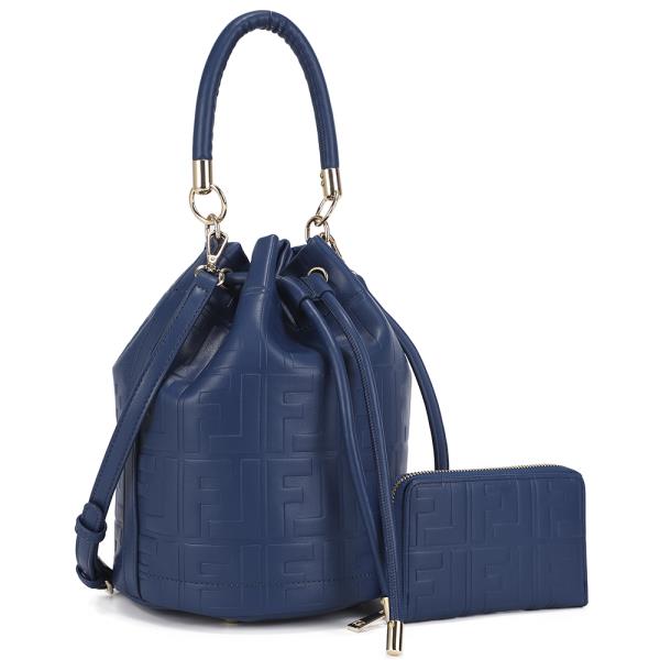 2IN1 DESIGN TEXTURE HANDLE SATCHEL W WALLET SET