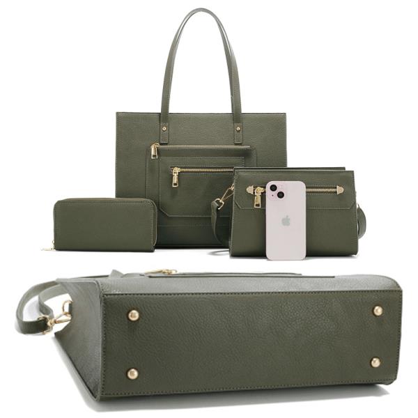 3IN1 ZIPPER DESIGN TOTE BAG W CROSSBODY AND WALLET SET