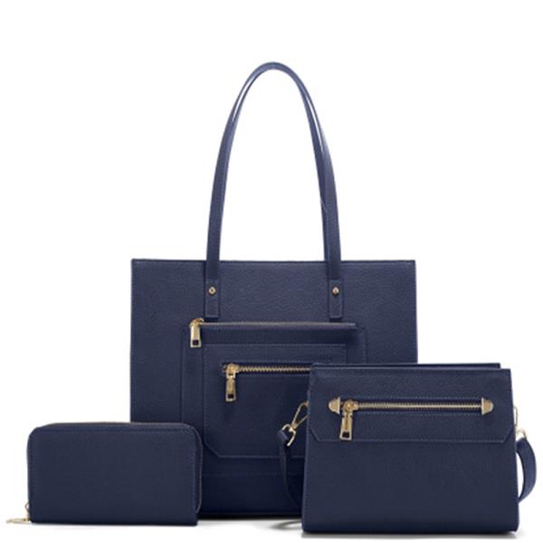 3IN1 ZIPPER DESIGN TOTE BAG W CROSSBODY AND WALLET SET