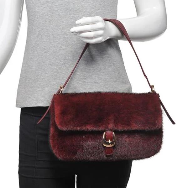 CHIC BUCKLE DESIGN FUR GLORIA CROSSBODY BAG