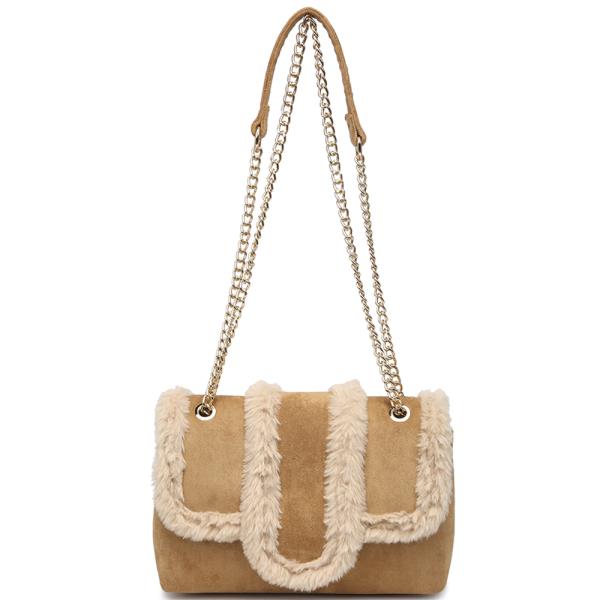 TEXTURE FUR DESIGN CROSSBODY BAG