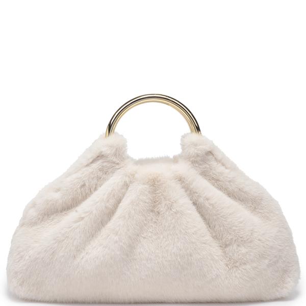 ALL OVER FUR HANDLE EVENING CLUTCH BAG