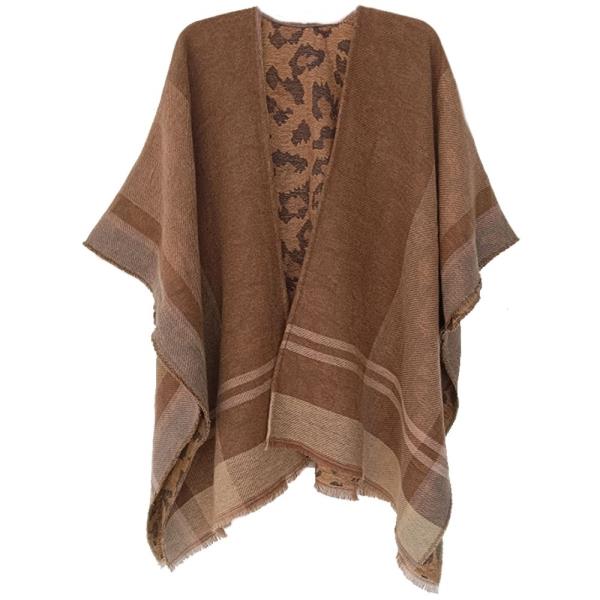 OPEN FRONT PONCHO LEOPARD PRINT