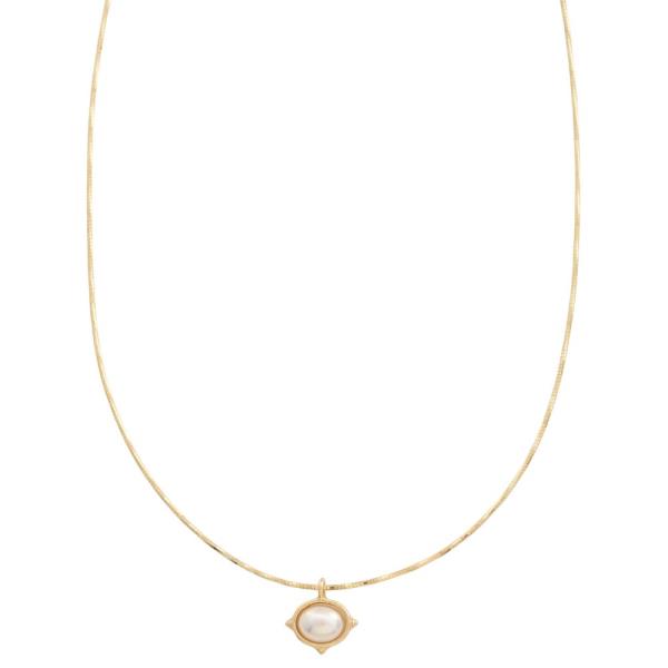 OVAL PEARL METAL NECKLACE