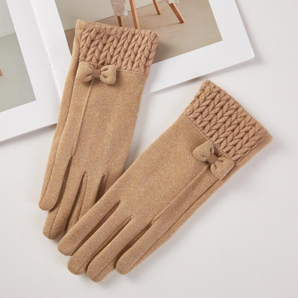 FAUX SUEDE BOW DETAIL GLOVES