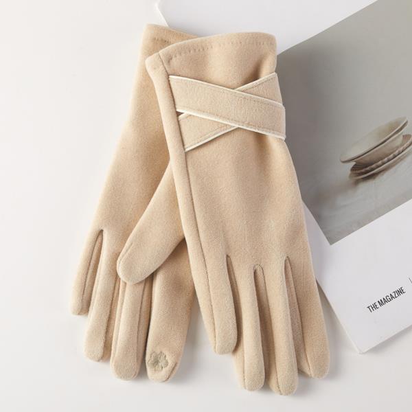 FAUX SUEDE CROSS STRAP TOUCHSCREEN GLOVES