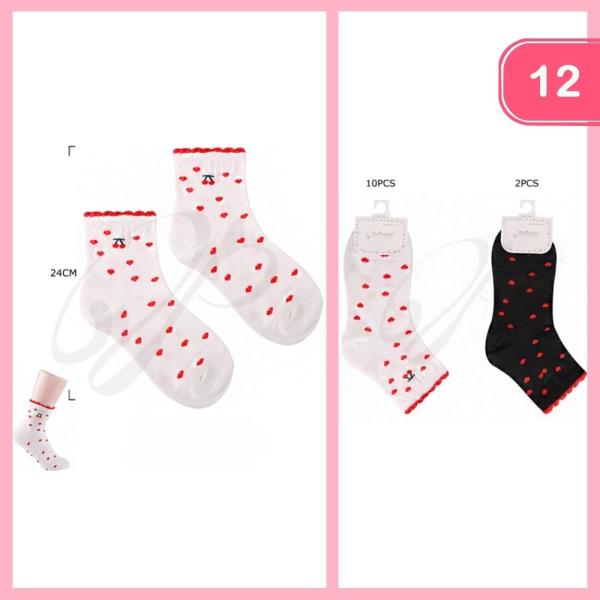HEART CHERRY SOCKS (12 UNITS)