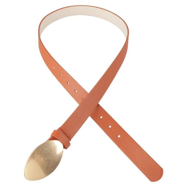 OVAL METAL BUCKLE FAUX LEATHER BELT