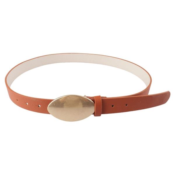 OVAL METAL BUCKLE FAUX LEATHER BELT