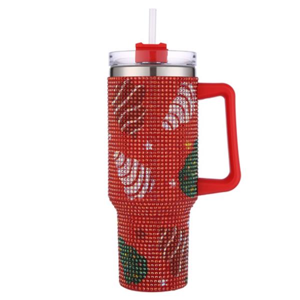 RHINESTONE CHRISTMAS TREE 40OZ TUMBLER CUP