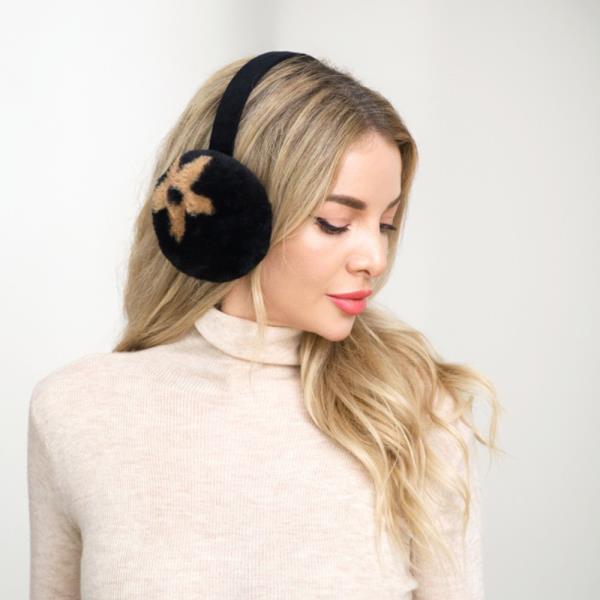 FAUX FUR FLOWER EAR MUFFS