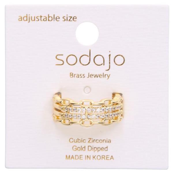SODAJO CZ CHAIN GOLD DIPPED ADJUSTABLE RING