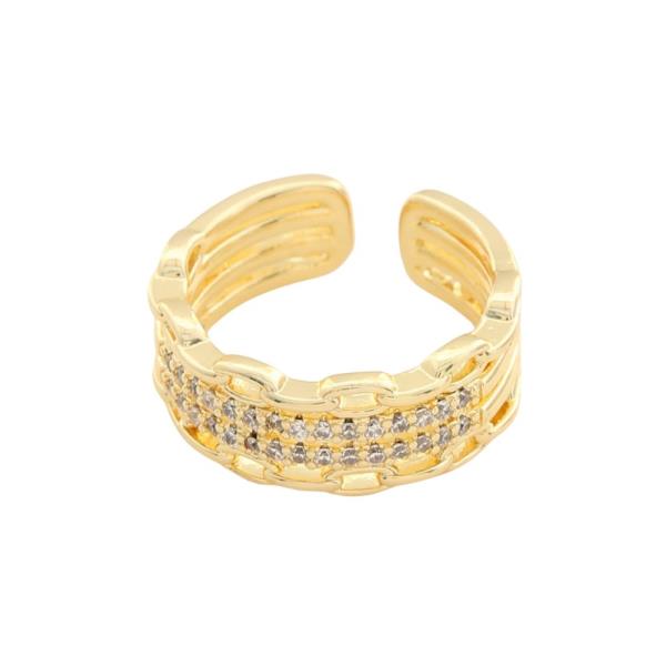 SODAJO CZ CHAIN GOLD DIPPED ADJUSTABLE RING