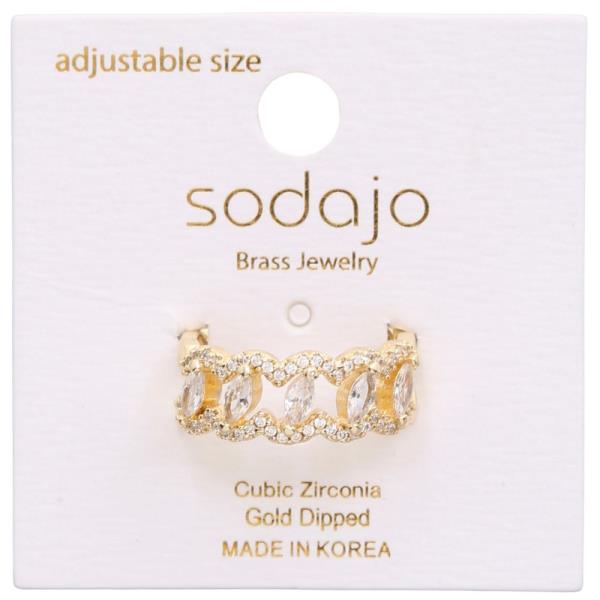 SODAJO CZ GOLD DIPPED ADJUSTABLE RING