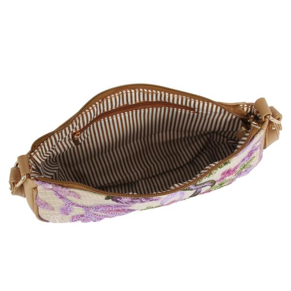 FLOWER EMBROIDERED SEQUIN DESIGN SHOULDER BAG