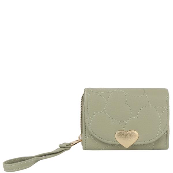 Heart Front Flap Wallet With a Wristlet