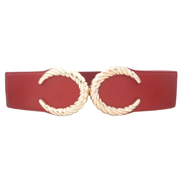 RIBBED DOUBLE C OPEN FRONT ELASTIC BELT