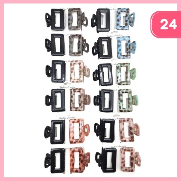 POLKA DOT SOLID BLACK HAIR CLAW CLIPS (24 UNITS)
