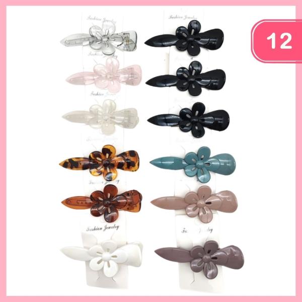 FLOWER BARRETTE HAIR CLIP (12 UNITS)