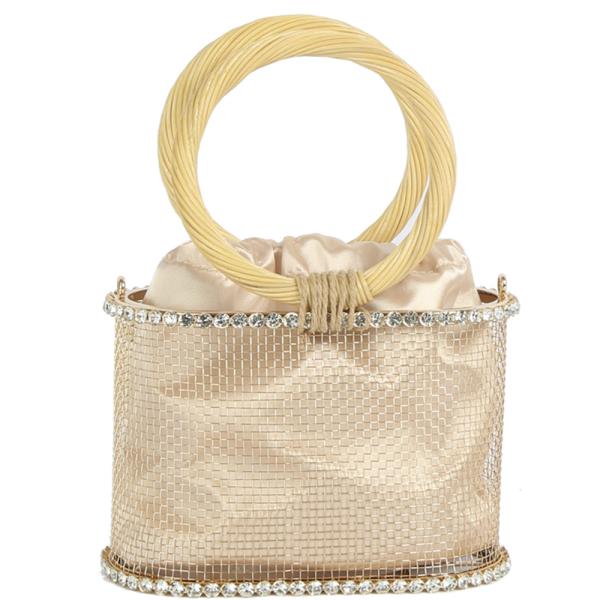 FLOWER CHIC RHINESTONE DESIGN HANDLE CROSSBODY BAG