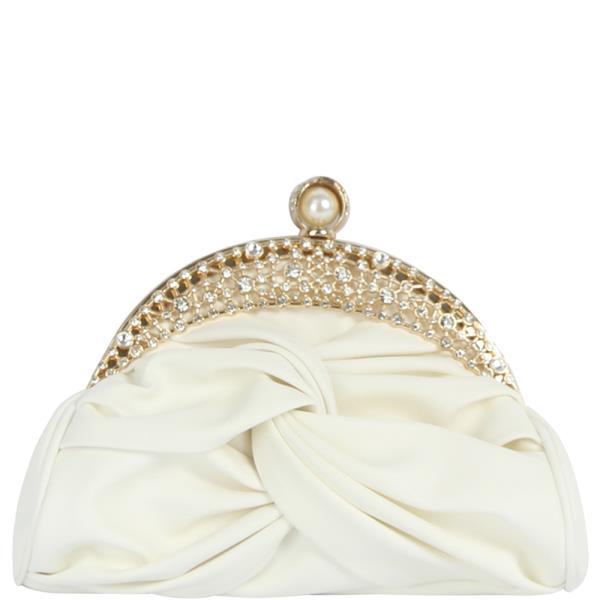STYLISH TWIST PLEATED RHINESTONE EVENING CLUTCH