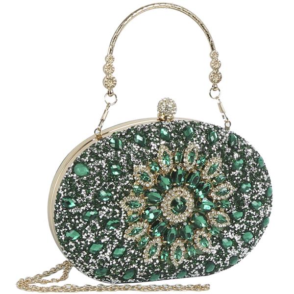 SPARKLING RHINESTONE GEM CROSSBODY CLUTCH