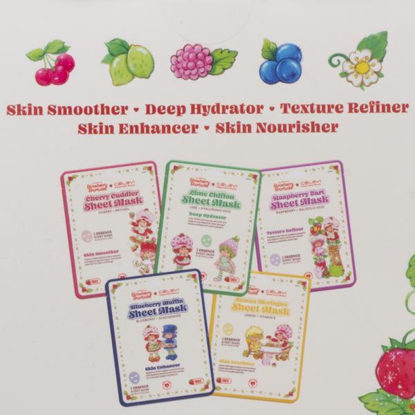 CELAVI X STRAWBERRY SHORTCAKE STRAWBERRYLAND 5 CHARACTER SHEET MASK PACK SET