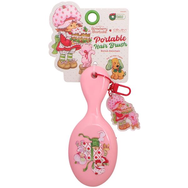 CELAVI X STRAWBERRY SHORTCAKE PORTABLE HAIR BRUSH WITH KEYCHAIN