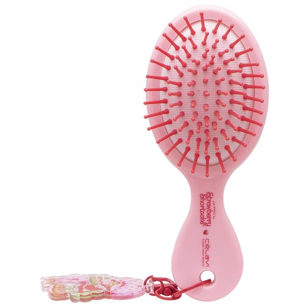 CELAVI X STRAWBERRY SHORTCAKE PORTABLE HAIR BRUSH WITH KEYCHAIN
