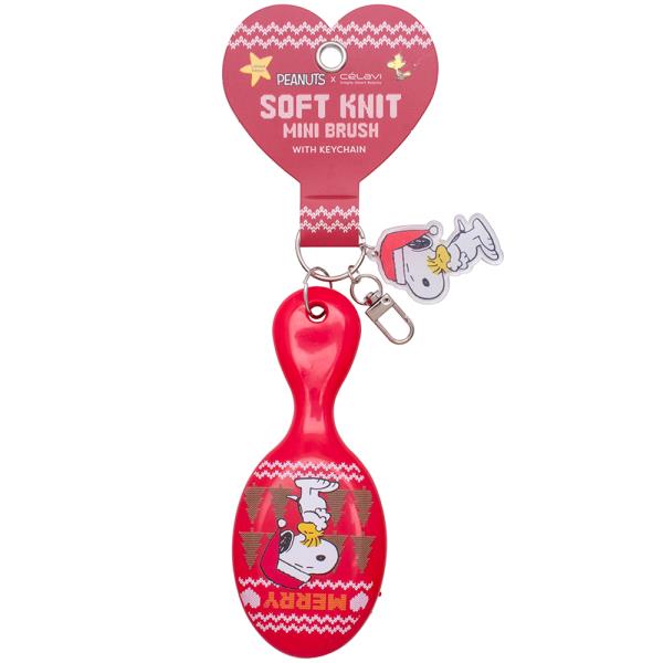 CELAVI X PEANUTS SOFT KNIT MINI HAIR BRUSH WITH KEYCHAIN