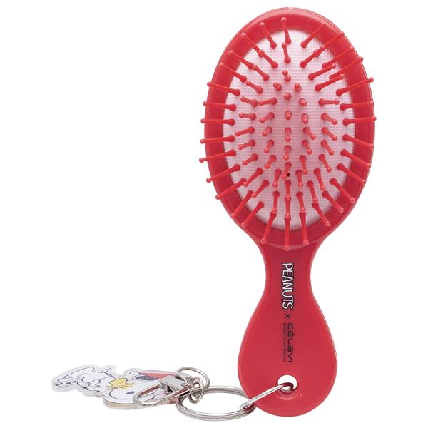 CELAVI X PEANUTS SOFT KNIT MINI HAIR BRUSH WITH KEYCHAIN