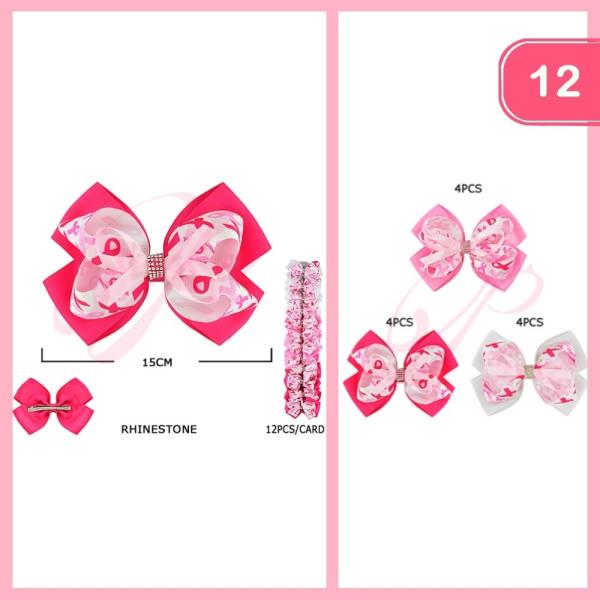 CANCER AWARENESS RIBBON HAIR BOW (12 UNITS)
