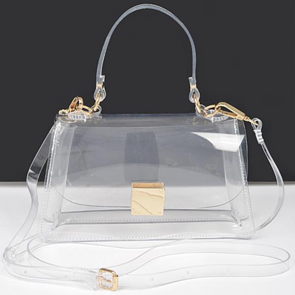 TRANSPARENT TOP HANDLE FLAP CLUTCH
