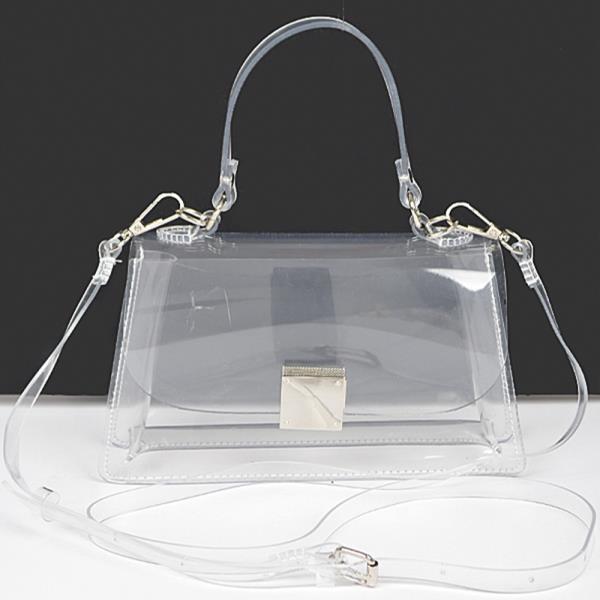 TRANSPARENT TOP HANDLE FLAP CLUTCH