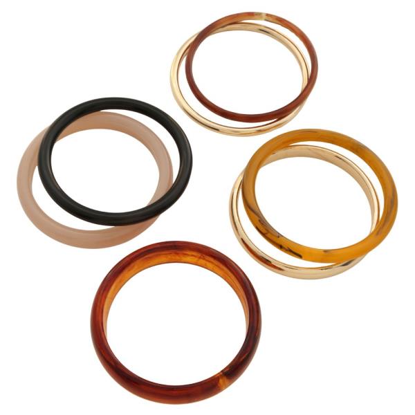 ACETATE ACRYLIC METAL BANGLE BRACELET SET