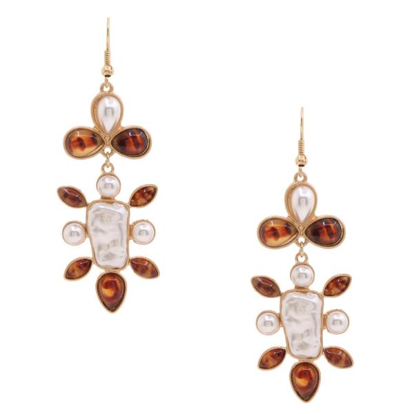 PEARL BEAD STONE DANGLE EARRING