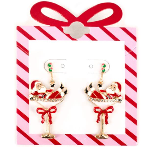 SANTA CLAUS IN GLASS POST EARRING
