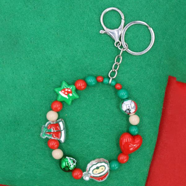 CHRISTMAS BEADED MIXED CHARM BAG CHARM KEYCHAIN